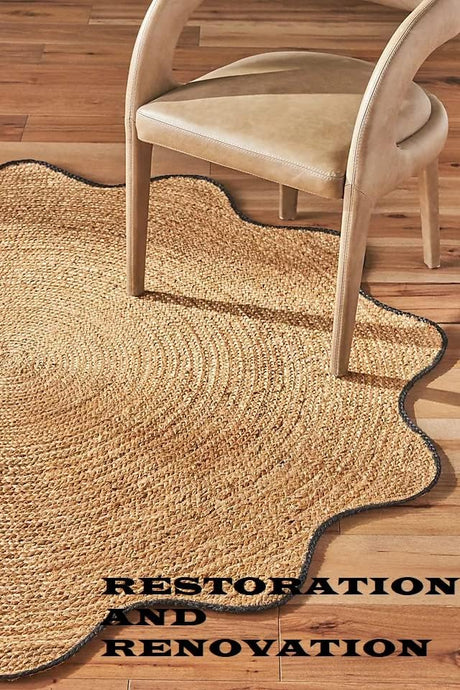 New Scalloped Jute Hartley Rug Hand Made Rug 100% Natural Jute