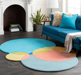 Modern Irregular Shape Bubbles Saturated Geometric Wool Area Rug