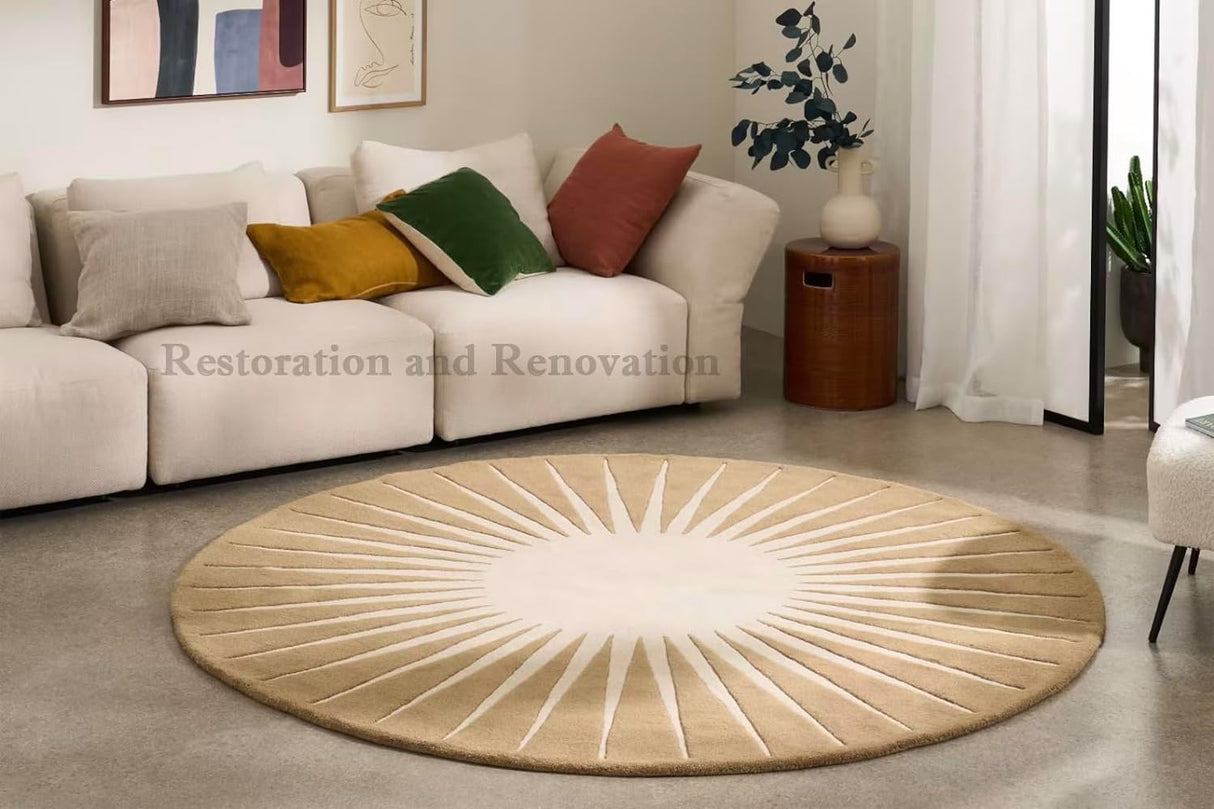 Modern Round Area Rug – Hand-Tufted with 100% New Zealand Wool