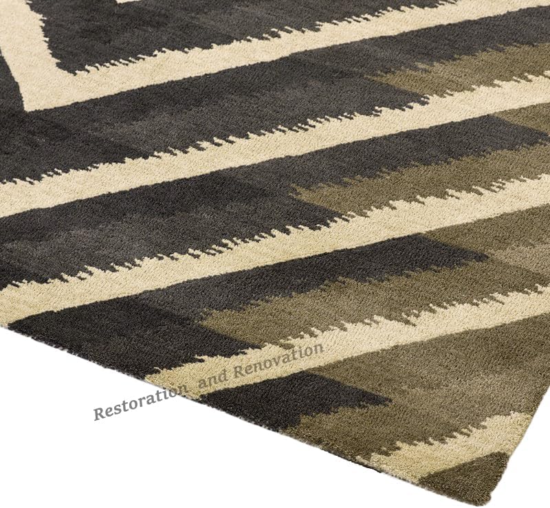 Premium Handmade Wool Area Rug | Modern Elegant Chevron Pattern