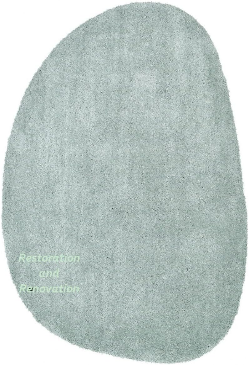 Modern Oval Shape Wool Rug - Irregular Shaped with Soft and Cozy Texture