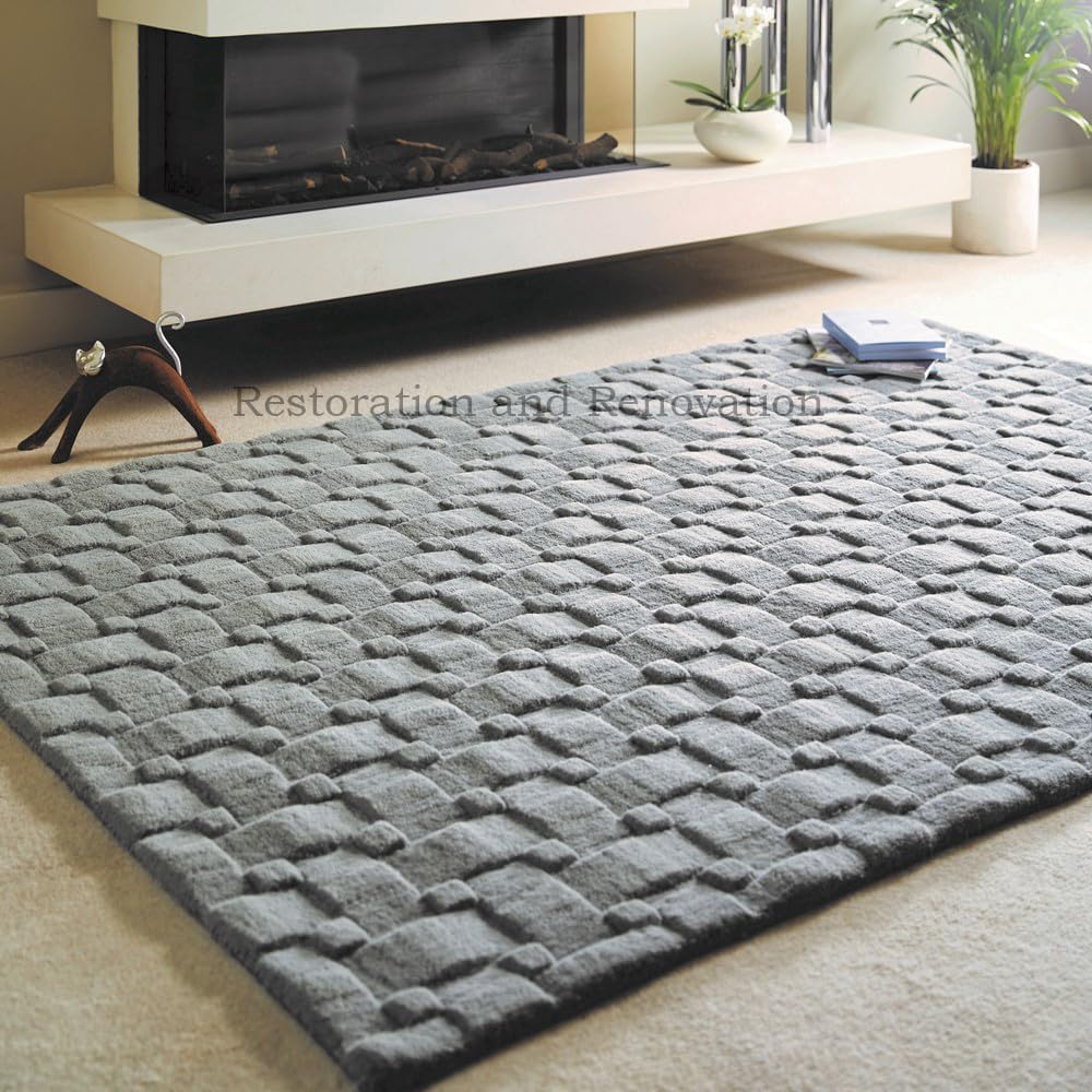 Hand-Tufted Basketweave Wool Area Rug