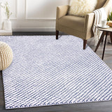 Modern Geometric Chic White and Blue, Diamond Pattern Wool Area Rug