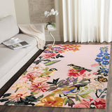 Modern Hand-Tufted Floral Wool Area Rug | Captivating Bird on Flower Bloom