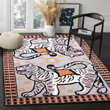 Hand tufted Tiger Motif Wool Area Rug