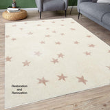 Hand-Crafted Premium Wool Area Rug with Starry Night Sky Design