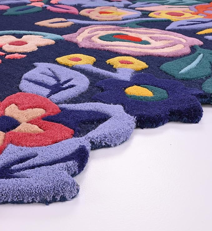 Handmade Floral Irregular Wool Area Rug