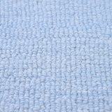 Handcrafted Soft Blue Scalloped Wool Rug - 100% Wool Plush Carpet, Durable & Thick Textured Weave Rugs