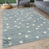 Hand-Crafted Premium Wool Area Rug with Starry Night Sky Design