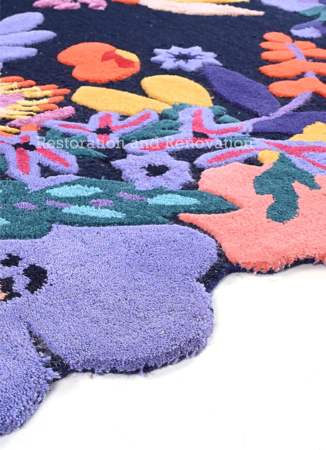 Handmade Flower Multi colored Irregular Area Rug