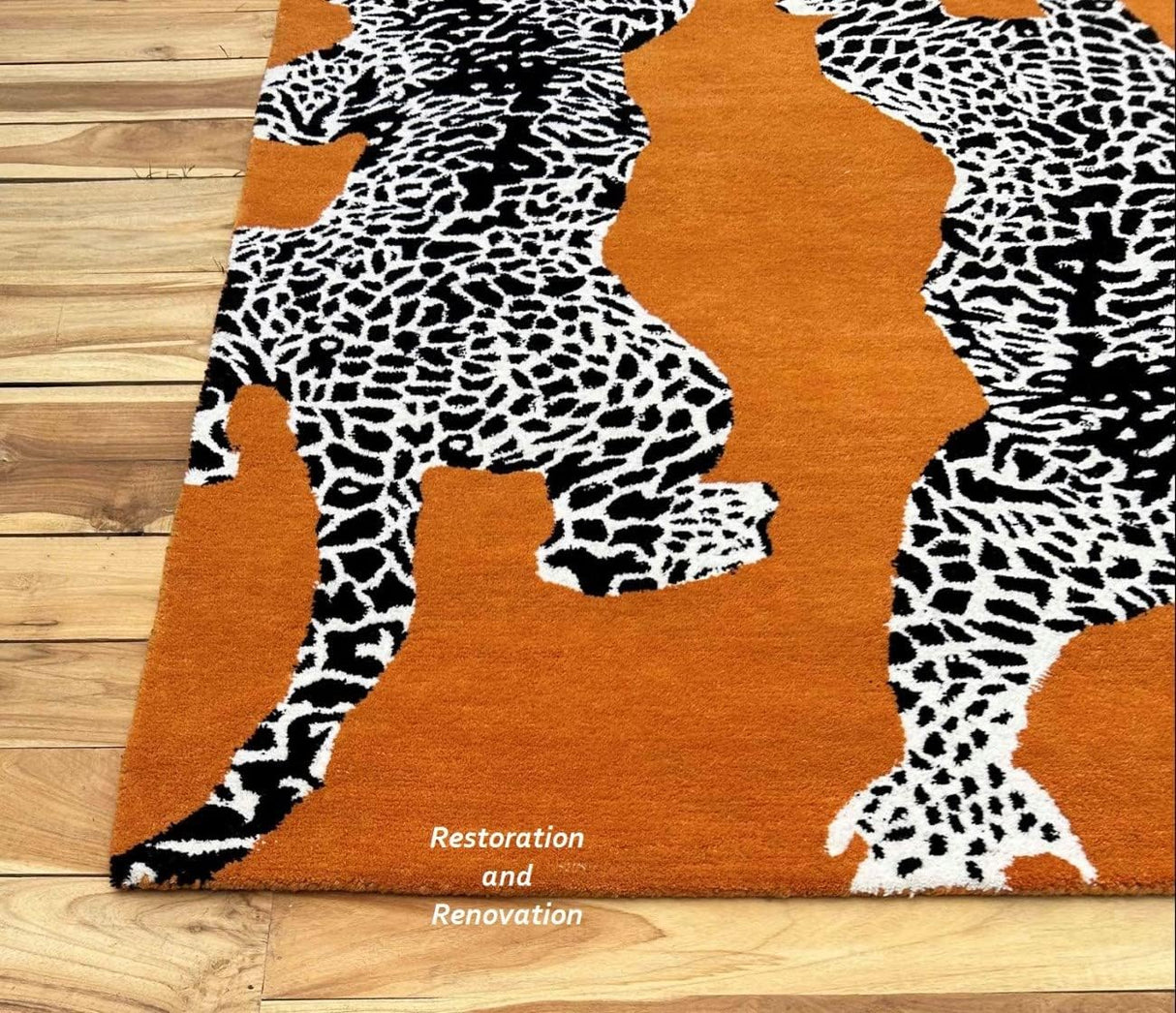 Climbing Jaguar Modern Handmade Wool Area Rug