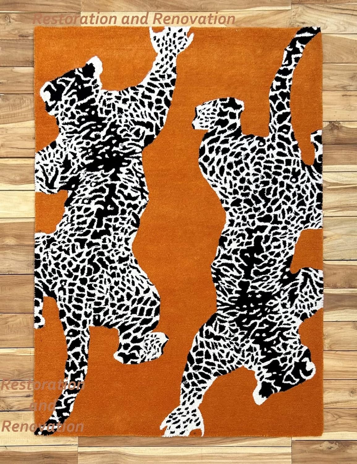 Climbing Jaguar Modern Handmade Wool Area Rug