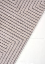 Geometric Patterned Gray and Ivory Maze Design Plush Wool Area Rug