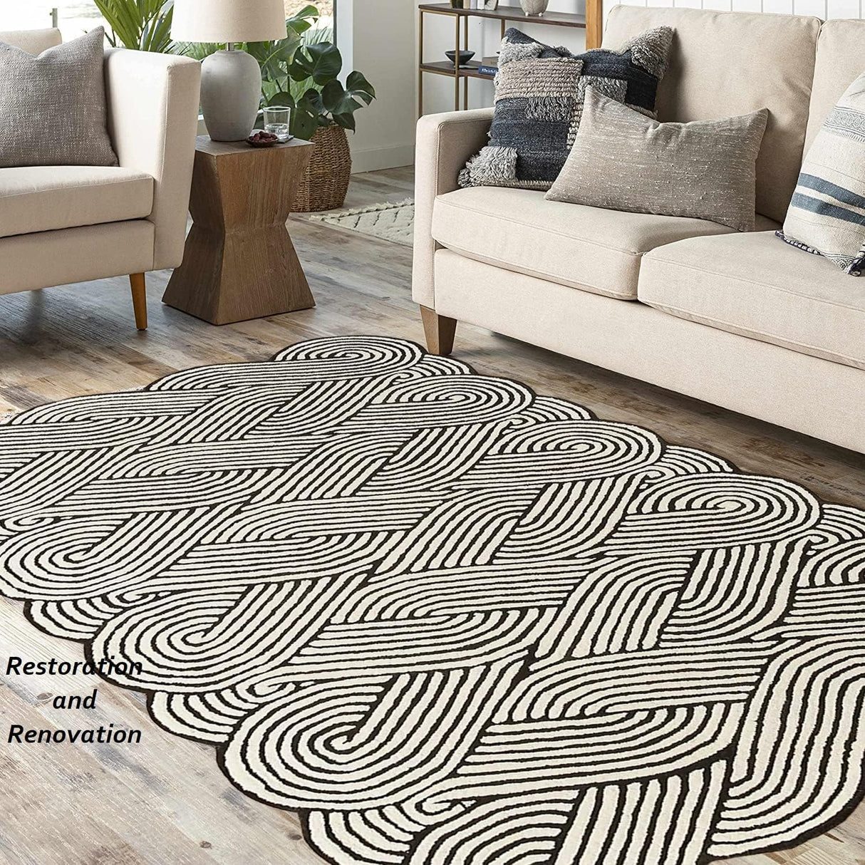 Modern Hand-Tufted Geometric Wool Rug with Spellbinding Pattern