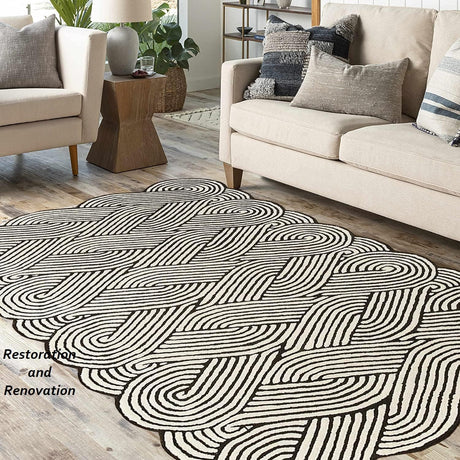 Modern Hand-Tufted Geometric Wool Rug with Spellbinding Pattern