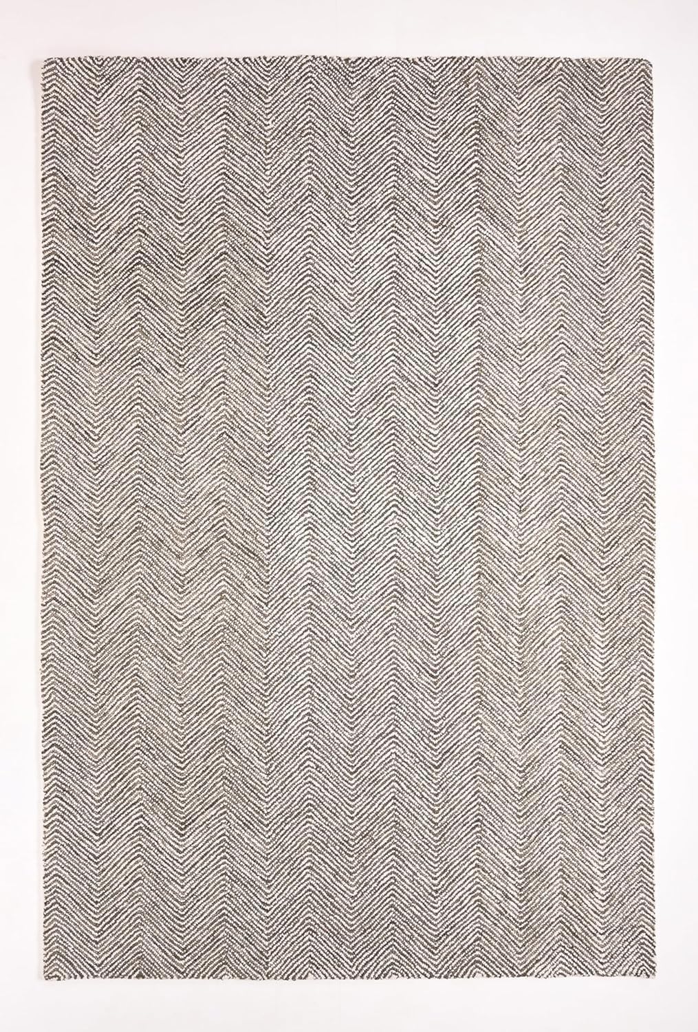 Modern Herringbone Chevron Collection Handmade Wool Area Rug - Durable for High Traffic, Contemporary Design Rug