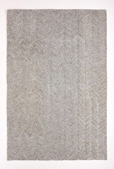 Modern Herringbone Chevron Collection Handmade Wool Area Rug - Durable for High Traffic, Contemporary Design Rug