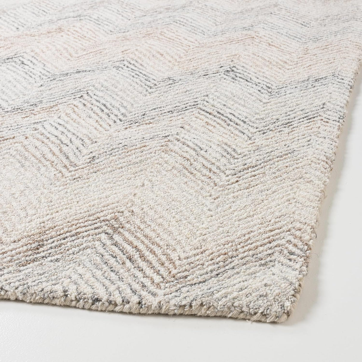 Modern Herringbone Chevron Collection Handmade Wool Area Rug - Durable for High Traffic, Contemporary Design Rug