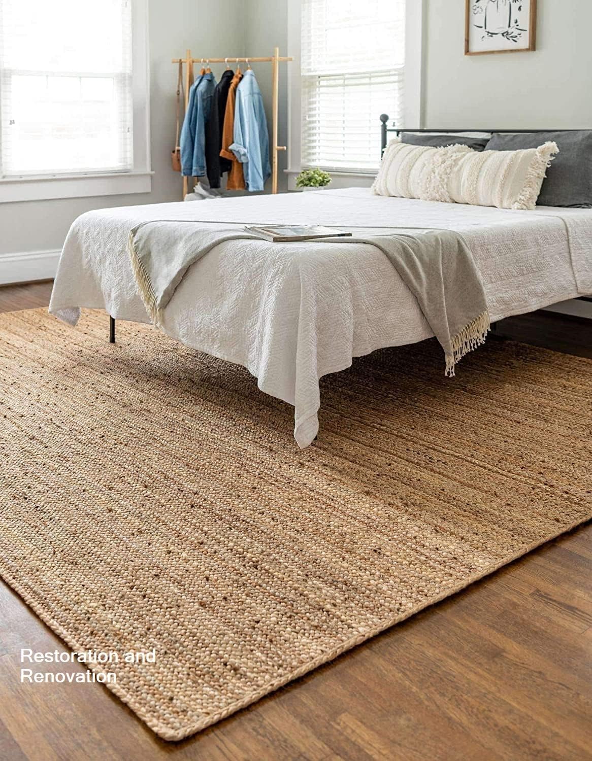 Handwoven Jute Area Rug - Natural Fiber Rug for Home Decor