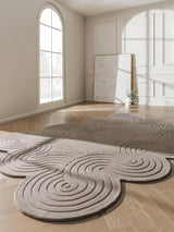 Scalloped Edge Modern Wool Area Rug | Unique Wavy Contour Design