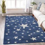 Hand-Tufted Star Wool Area Rug for Kids | Starry Night Design, Soft and Durable and Thick Carpet