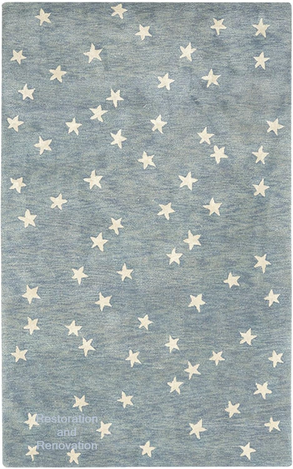 Hand-Crafted Premium Wool Area Rug with Starry Night Sky Design