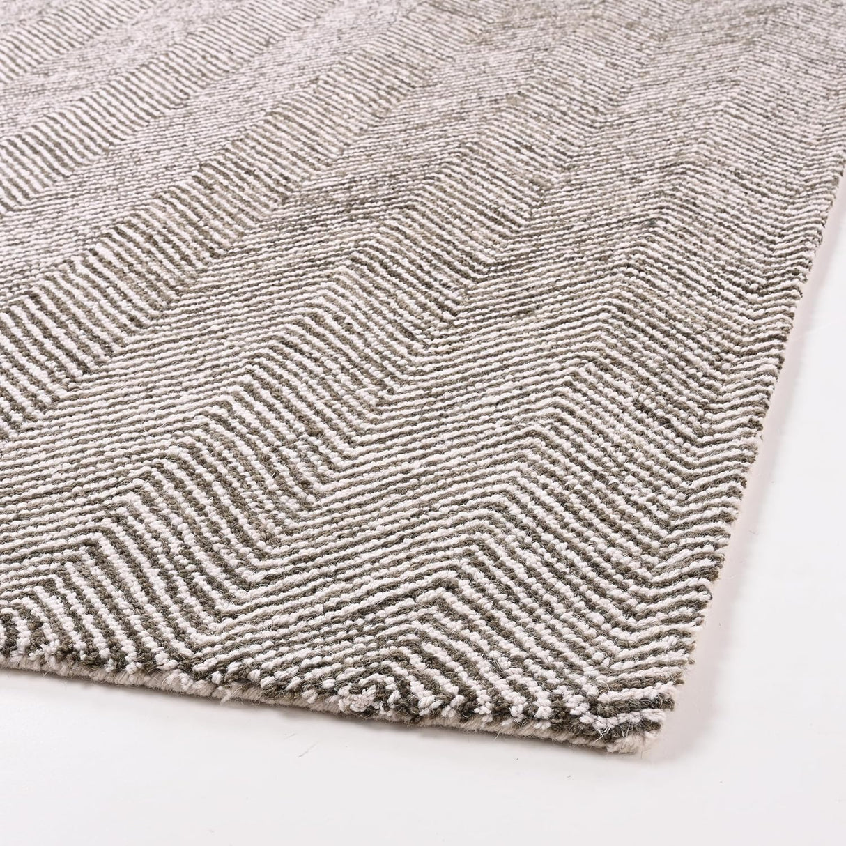 Modern Herringbone Chevron Collection Handmade Wool Area Rug - Durable for High Traffic, Contemporary Design Rug