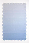 Handcrafted Soft Blue Scalloped Wool Rug - 100% Wool Plush Carpet, Durable & Thick Textured Weave Rugs