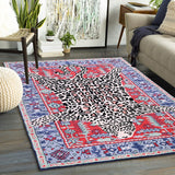 Modern Leopard Wool Rug with Persian Background