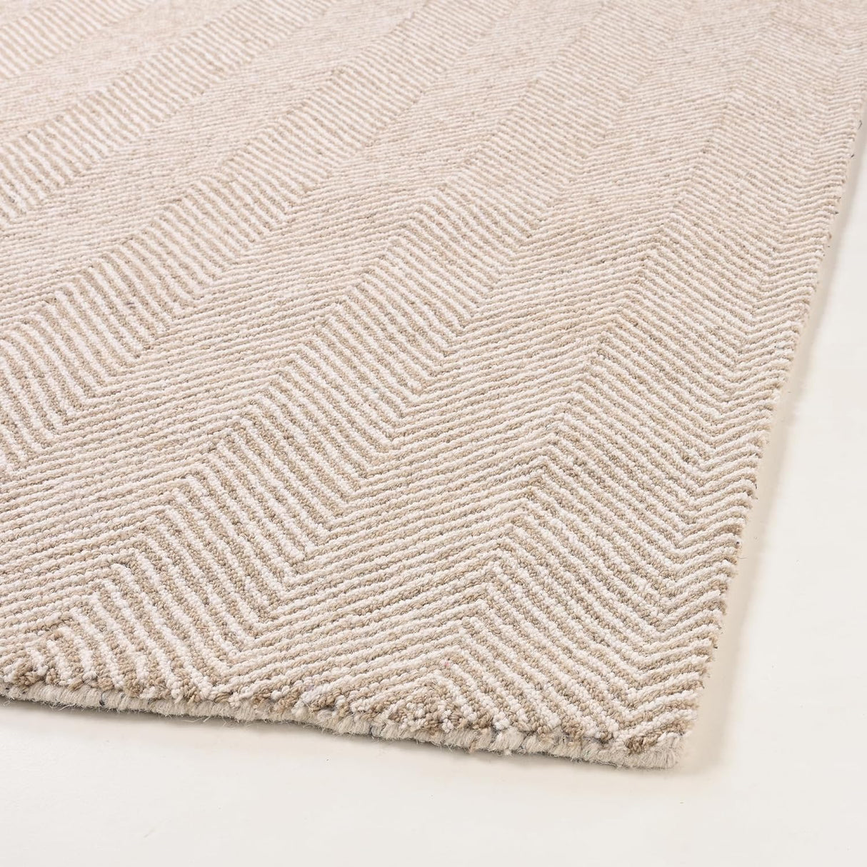 Modern Herringbone Chevron Collection Handmade Wool Area Rug - Durable for High Traffic, Contemporary Design Rug