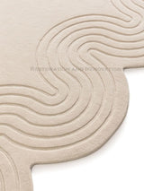 Scalloped Edge Modern Wool Area Rug | Unique Wavy Contour Design