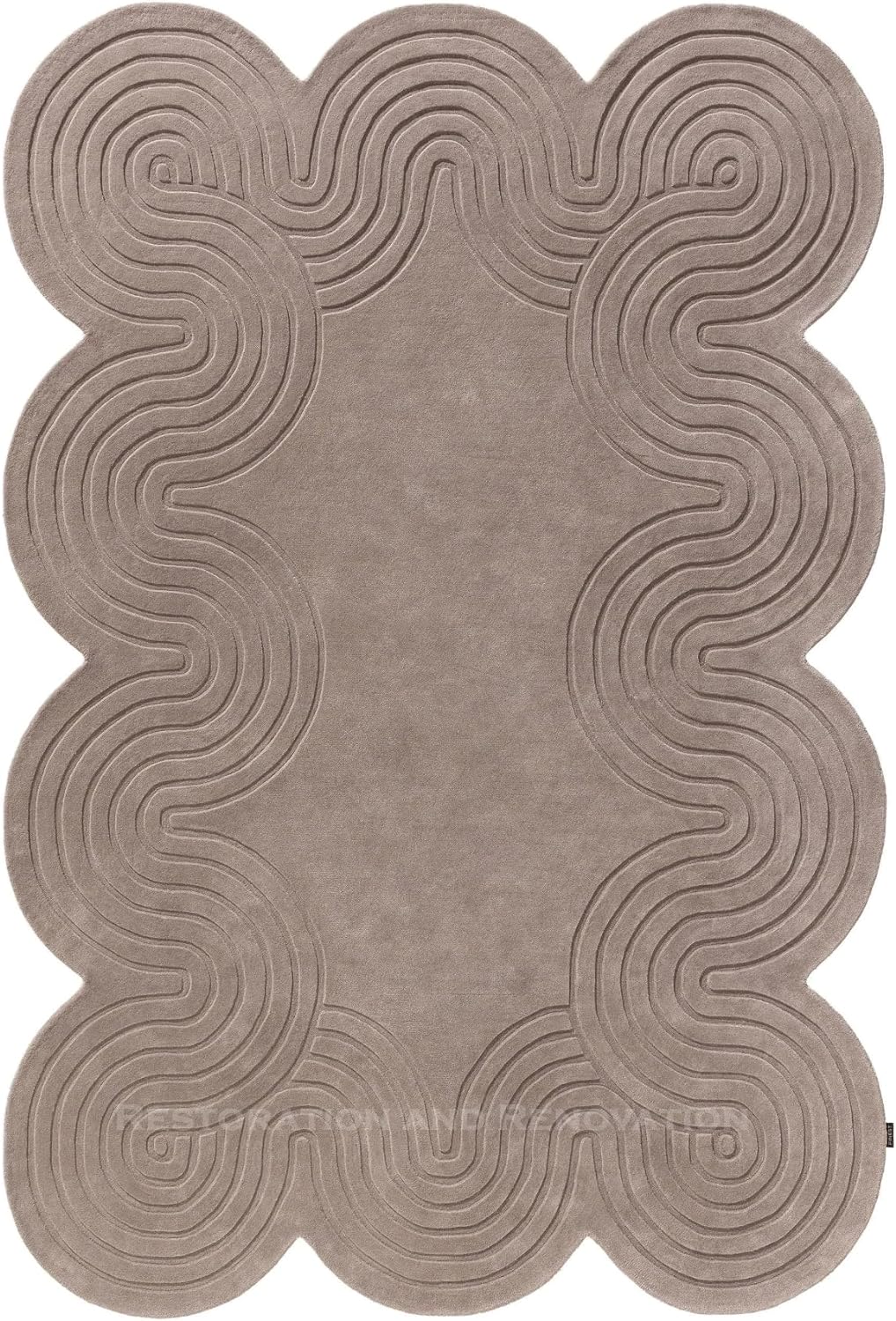 Scalloped Edge Modern Wool Area Rug | Unique Wavy Contour Design