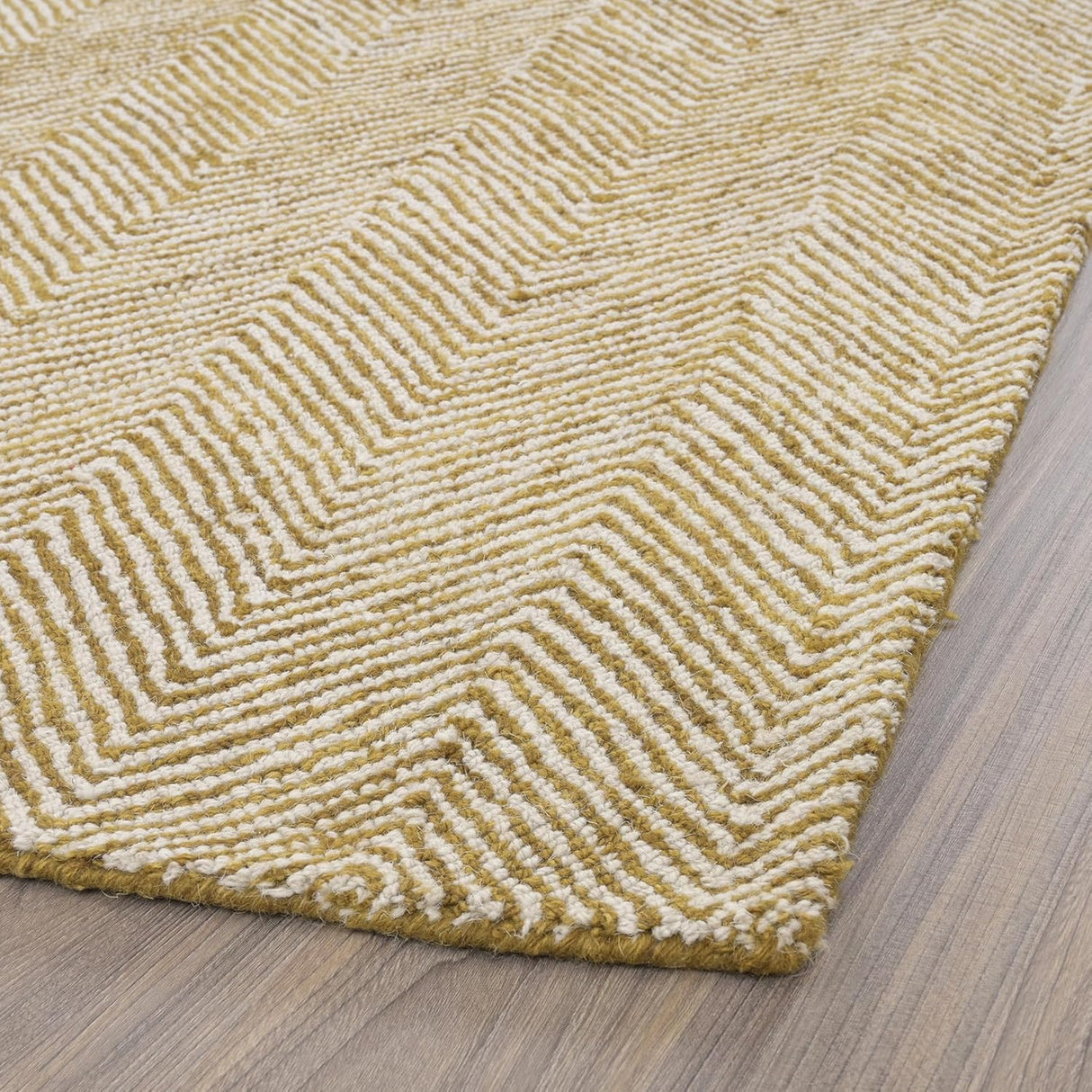 Modern Herringbone Chevron Collection Handmade Wool Area Rug - Durable for High Traffic, Contemporary Design Rug