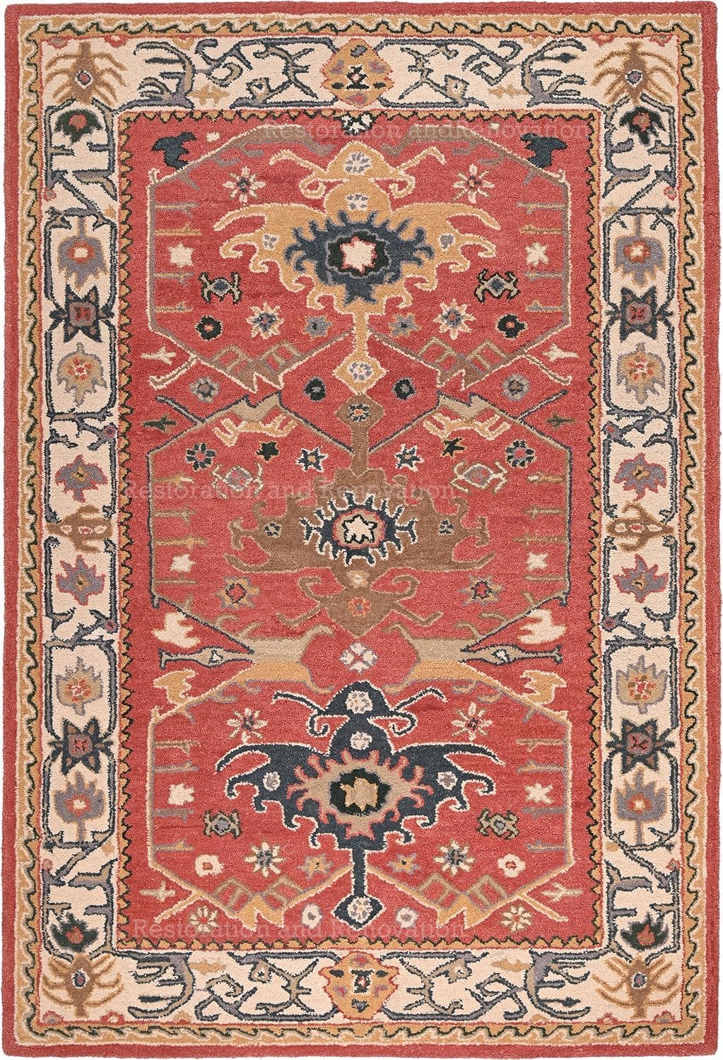 Traditional Chia Chenin Wool Area Rug | Handmade, Oriental Vintage Style Carpet