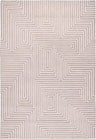 Geometric Patterned Gray and Ivory Maze Design Plush Wool Area Rug