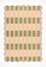 Handmade Scalloped Wool Area Rug - Modern Geometric Pattern & Green-Beige Stripes