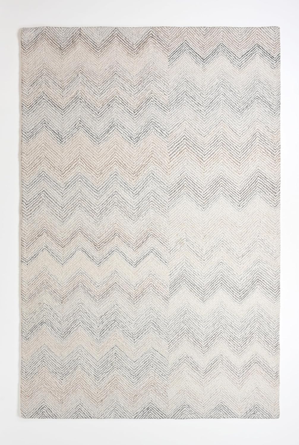 Modern Herringbone Chevron Collection Handmade Wool Area Rug - Durable for High Traffic, Contemporary Design Rug