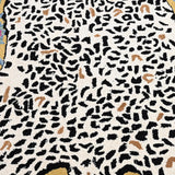 Handmade Leopard Wool Area Rug with Traditional Oushak Motif