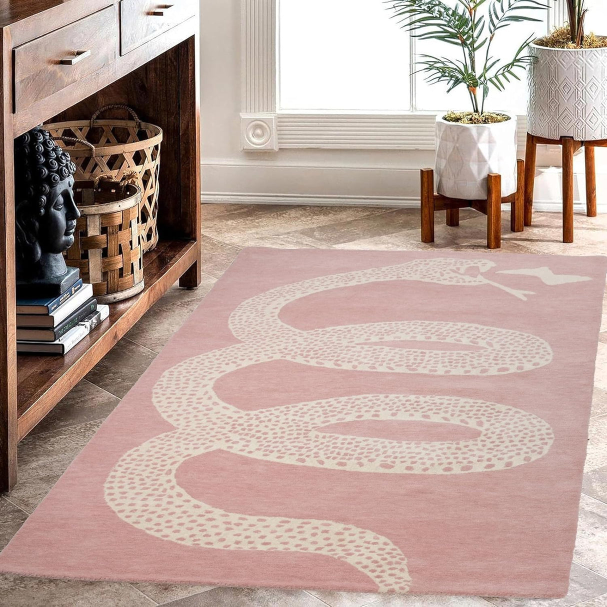 Hand-Tufted Snake Wool Area Rug - Modern Animal Design, Thick, Soft & Durable Carpet