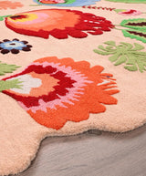 Handcrafted Colorful Floral Wool Area Rug