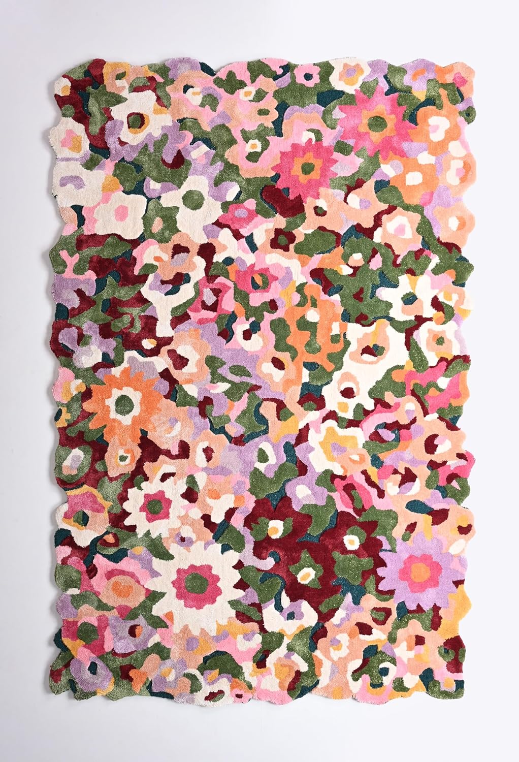 Handmade Colorful Floral Silk & Wool Area Rug