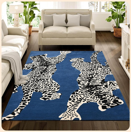 Climbing Jaguar Modern Handmade Wool Area Rug