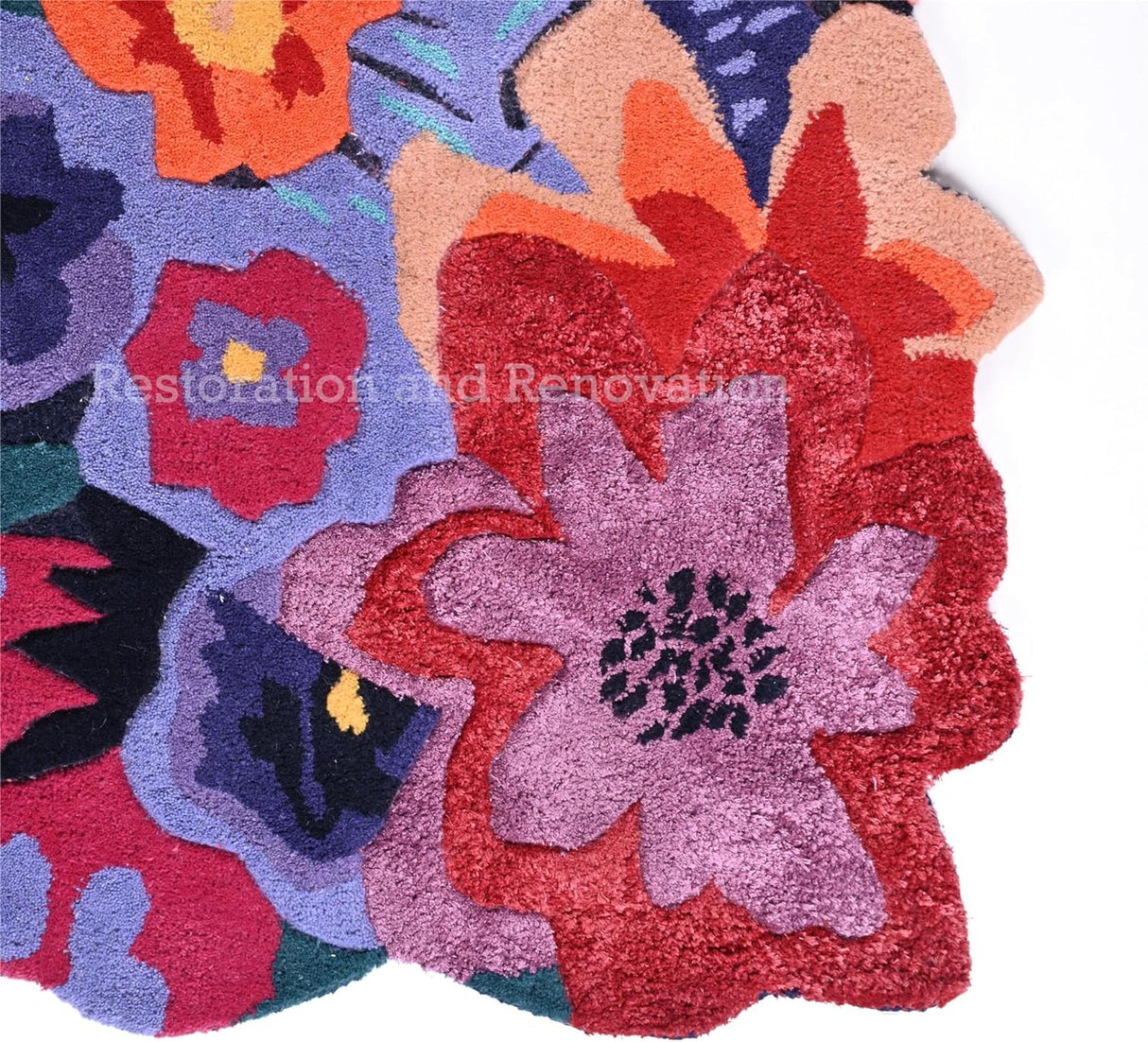 Handmade Flower Multi colored Irregular Area Rug