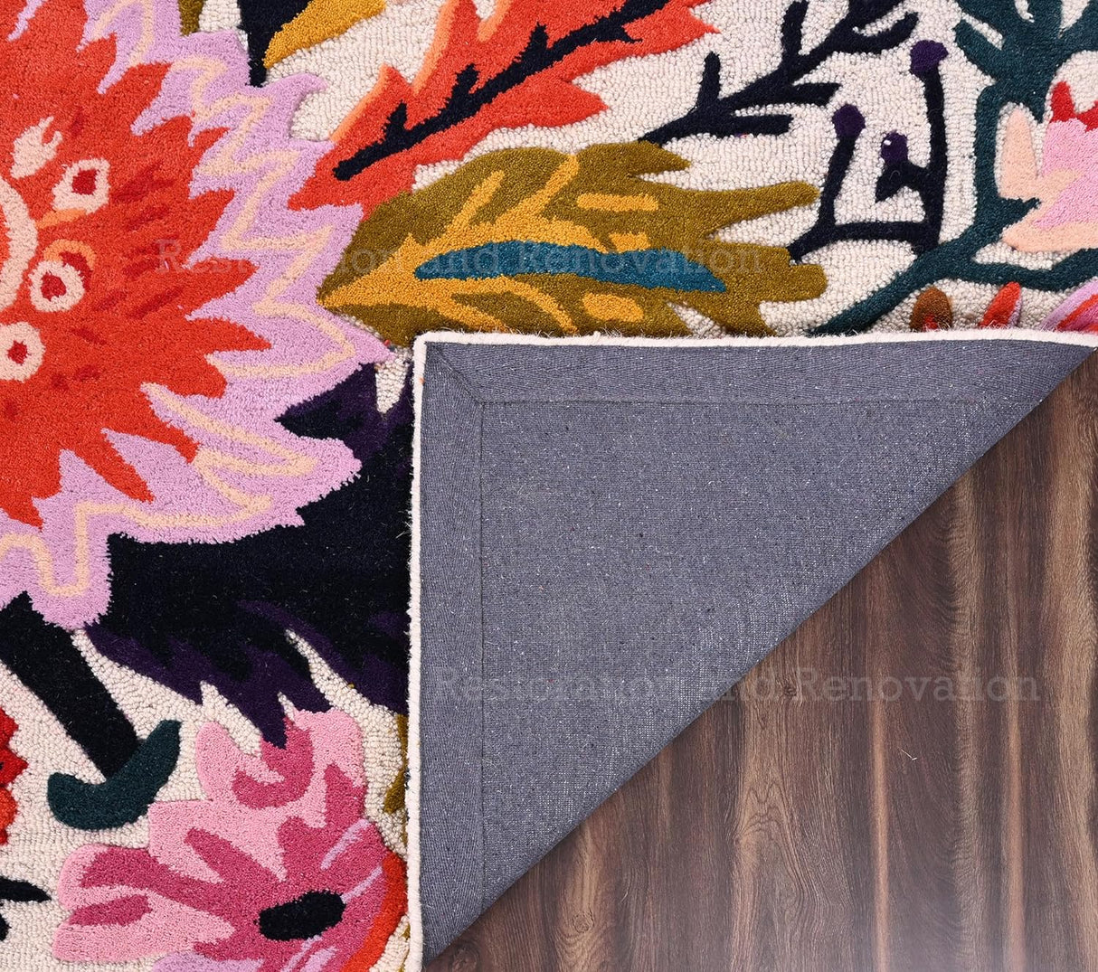 Handmade Wool Floral Area Rug for Living Room