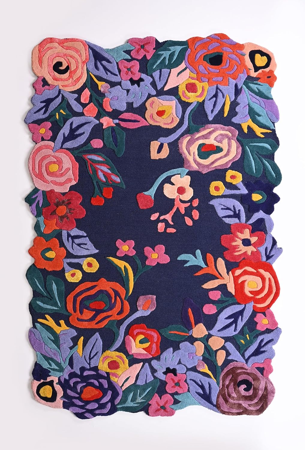 Handmade Floral Irregular Wool Area Rug