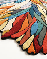 Handmade Irregular Shape Wool Area Rug - Unique Contemporary Botanical Design, Thick & Soft Carpet