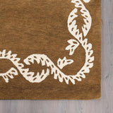 Hand-Tufted Wool Area Rug - Intricate White Vine Border, 100% Wool, Plush, Thick & Soft Carpet