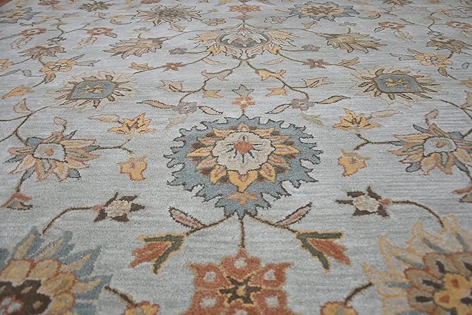 New Hand Made Floral, Kids, Modern, Herringbone Wool Area Rug