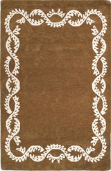 Hand-Tufted Wool Area Rug - Intricate White Vine Border, 100% Wool, Plush, Thick & Soft Carpet