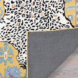 Handmade Leopard Wool Area Rug with Traditional Oushak Motif